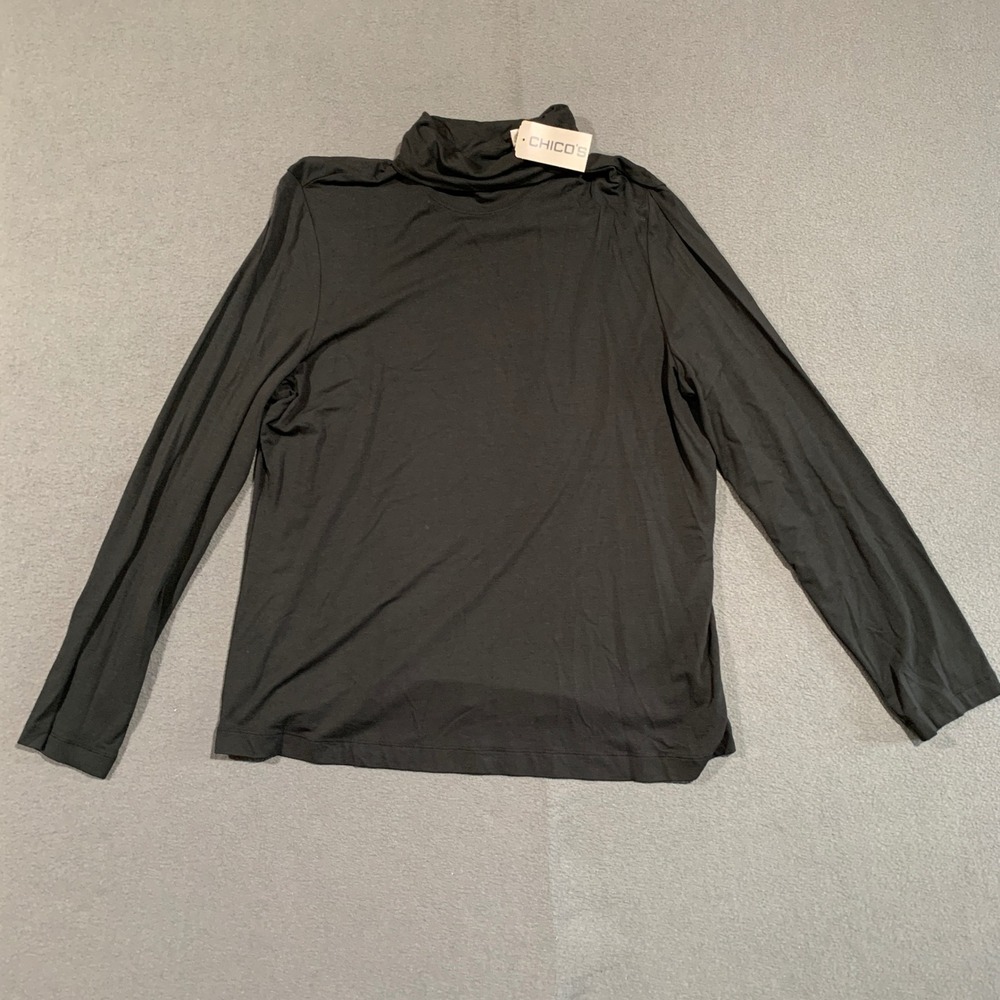 New Chico's Women's XL Magdalia‎ Black Long Sleeve Turtleneck Top Apparel